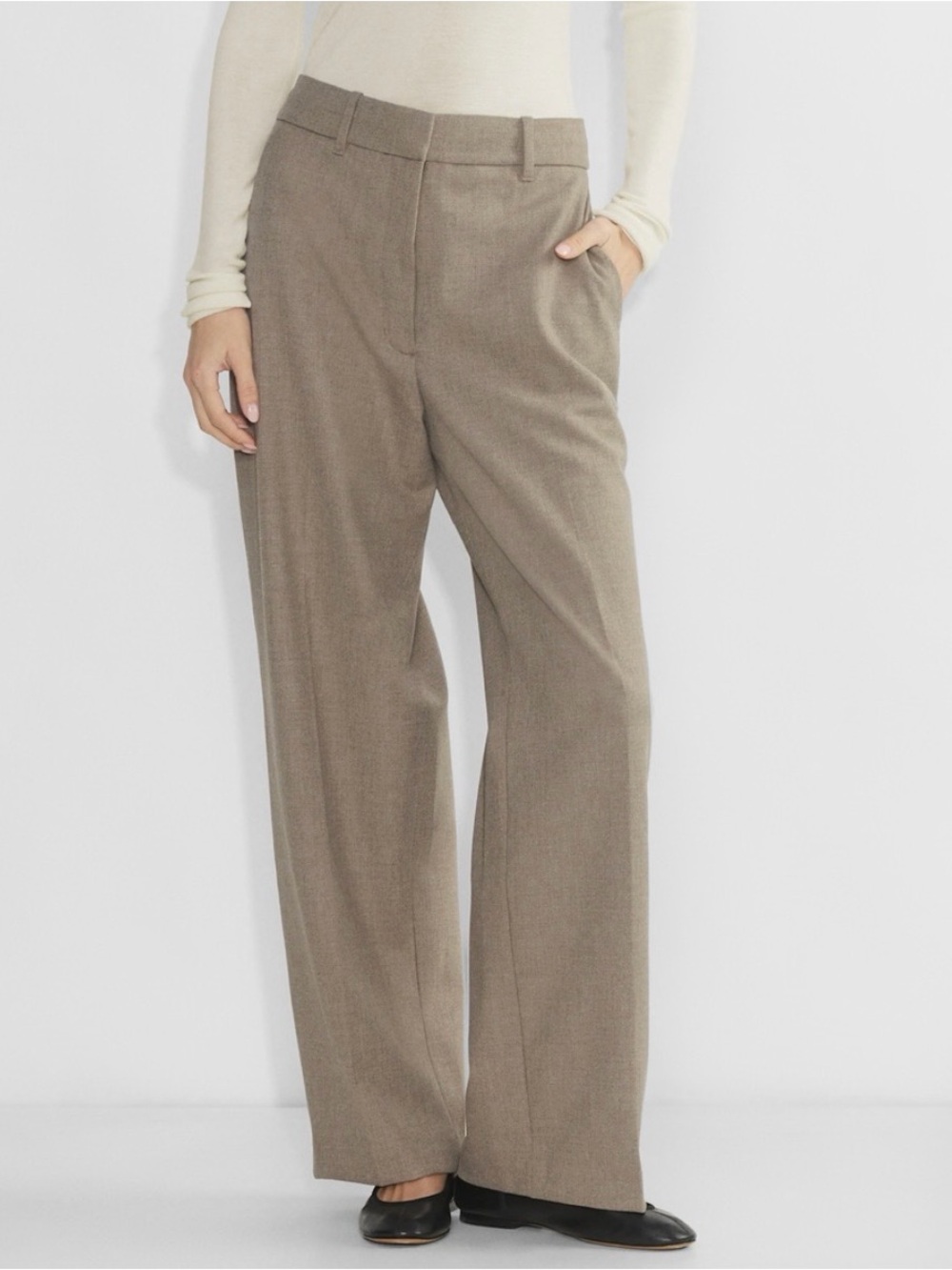 Aritzia Wide-Leg Trousers in Taupe